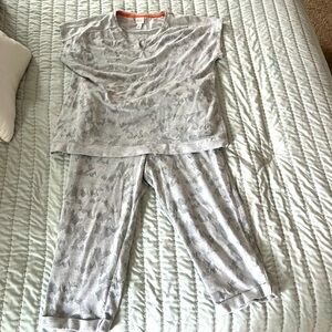 Weekends Chico Camo Cuffed Drawstring Crop Pant and top—lounge set